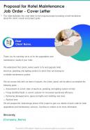 Proposal For Hotel Maintenance Job Order Cover Letter One Pager Sample Example Document