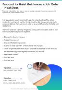 Proposal For Hotel Maintenance Job Order Next Steps One Pager Sample Example Document