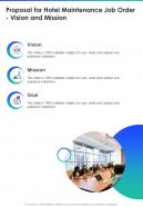 Proposal For Hotel Maintenance Job Order Vision And Mission One Pager Sample Example Document