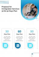 Proposal For Immigration Services 30 60 90 Days Plan One Pager Sample Example Document