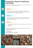 Proposal For Memoir Publishing Case Study One Pager Sample Example Document