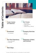Proposal For Memoir Publishing Table Of Contents One Pager Sample Example Document