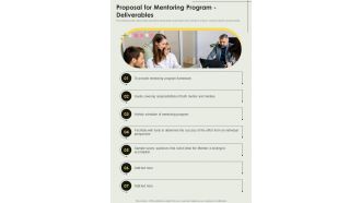 Proposal For Mentoring Program Deliverables One Pager Sample Example Document