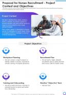 Proposal For Nurses Recruitment Project Context And Objectives One Pager Sample Example Document