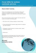 Proposal For Workers Commute Cover Letter For Workers Commute One Pager Sample Example Document