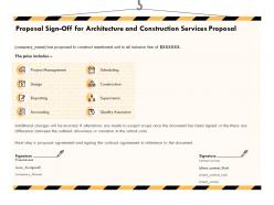 Proposal sign off for architecture and construction services proposal ppt powerpoint file