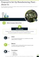 Proposal To Set Up Manufacturing Plant About Us One Pager Sample Example Document