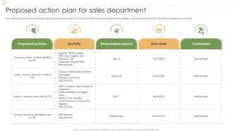 Proposed Action Plan For Sales Department