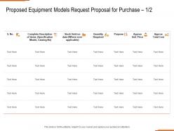 Proposed equipment models request proposal for purchase purpose ppt powerpoint presentation icon