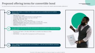 Proposed Offering Terms For Convertible Bond Equity Debt And Convertible Bond Financing Pitch Book