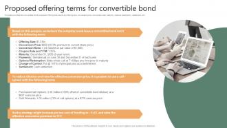 Proposed Offering Terms For Convertible Bond Financing Options Available For Startups