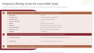 Proposed Offering Terms For Convertible Bond Planning To Raise Money Through Financial Instruments