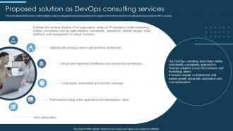 Proposed Solution As Devops Consulting Services Devops Implementation Andtransformation Service