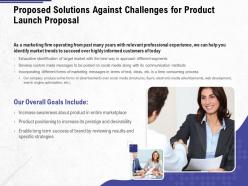 Proposed Solutions Against Challenges For Product Launch Proposal Ppt Powerpoint Summary Icons
