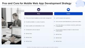 Pros And Cons For Mobile Web App Development Strategy Mobile Development Ppt Slides