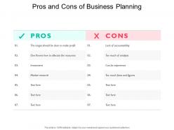 Pros and cons of business planning