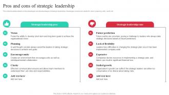 Pros And Cons Of Strategic Leadership Guide To Effective Strategic Management Strategy SS