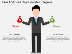 Pros and cons representation diagram flat powerpoint design