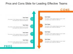 Pros and cons slide for leading effective teams infographic template