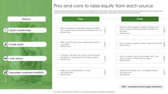 Pros And Cons To Raise Equity From Each Source