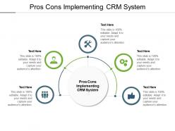 Pros cons implementing crm system ppt powerpoint presentation icon model cpb