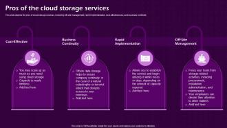 Pros Of The Cloud Storage Services Virtual Cloud IT Ppt File Model