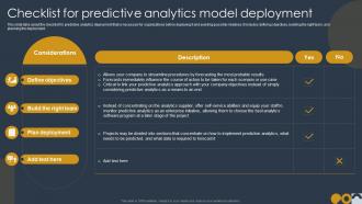 Prospective Analysis Checklist For Predictive Analytics Model Deployment
