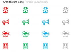 Protect your house megaphone carton house on screen ppt icons graphics