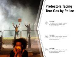 Protestors facing tear gas by police