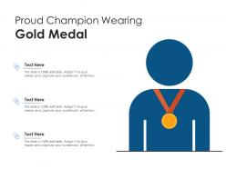 Proud champion wearing gold medal