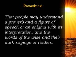 Proverbs 1 6 the sayings and riddles of the powerpoint church sermon