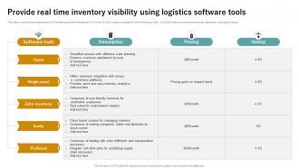 Provide Real Time Inventory Visibility Using Logistics Software Tools