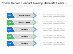 Provide service conduct training generate leads drive sales measure roi