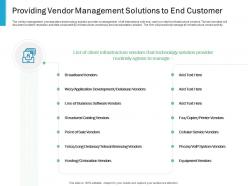 Providing vendor management solutions to end customer effective it service excellence ppt example