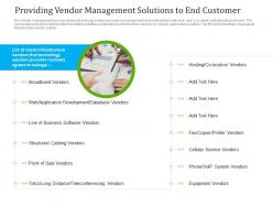 Providing vendor management solutions to end customer ppt graphics