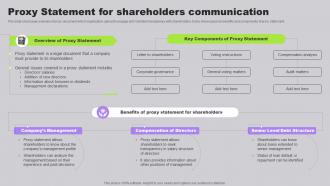 Proxy Statement For Shareholders Communication Developing Long Term Relationship With Shareholders