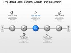 Ps five staged linear business agenda timeline diagram powerpoint template