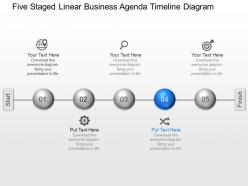 Ps five staged linear business agenda timeline diagram powerpoint template