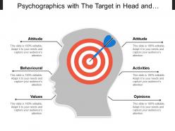 Psychographics with the target in head and pointers showing attitude opinions