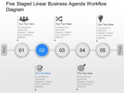 Pt five staged linear business agenda workflow diagram powerpoint template