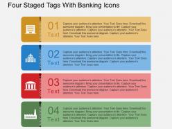 Pt four staged tags with banking icons flat powerpoint design