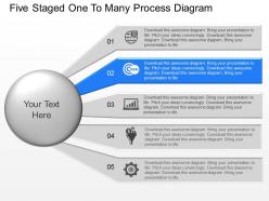 Pu five staged one to many process diagram powerpoint template