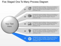 Pu five staged one to many process diagram powerpoint template