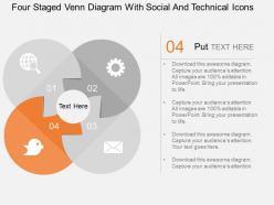 Pu four staged venn diagram with social and technical icons flat powerpoint design