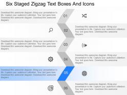 Pu six staged zigzag text boxes and icons powerpoint template