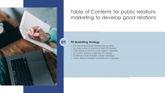 Public Relations Marketing To Develop Good Relations Table Of Contents MKT SS V