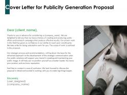Publicity Generation Proposal Powerpoint Presentation Slides