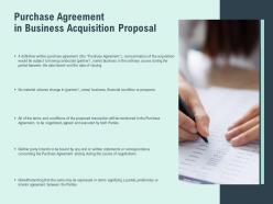 Purchase agreement in business acquisition proposal agenda ppt slides