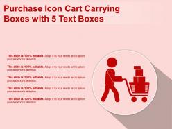 Purchase icon cart carrying boxes with 5 text boxes