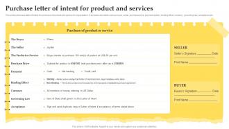 Purchase Letter Of Intent For Product And Services